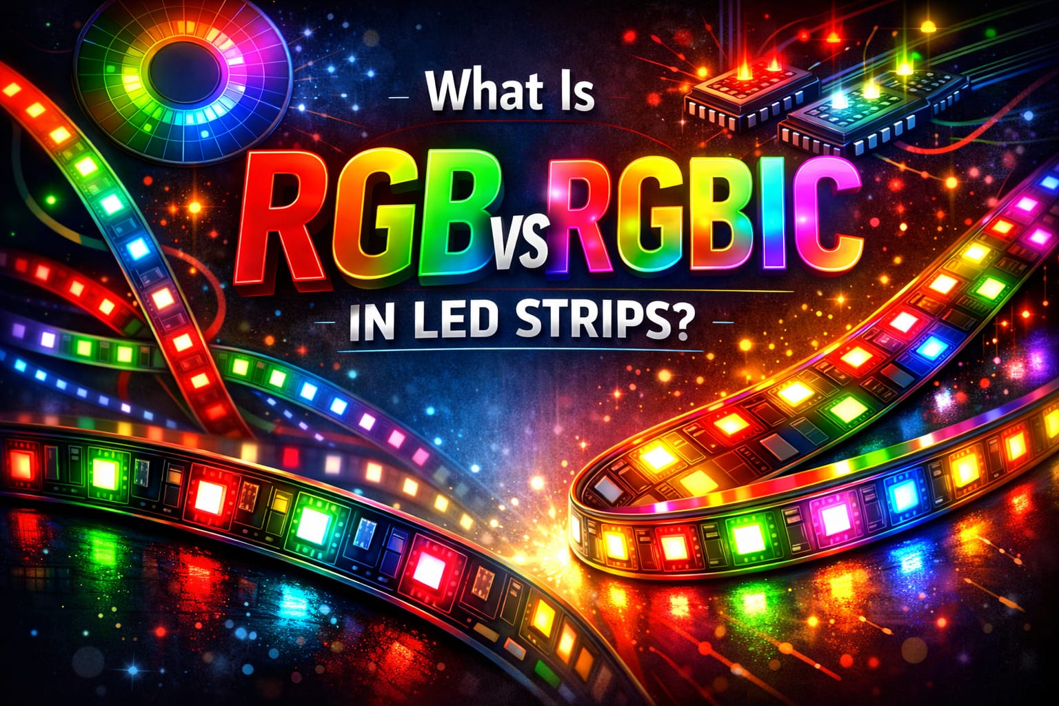 LED strip comparison showing single-color control versus multi-color segments