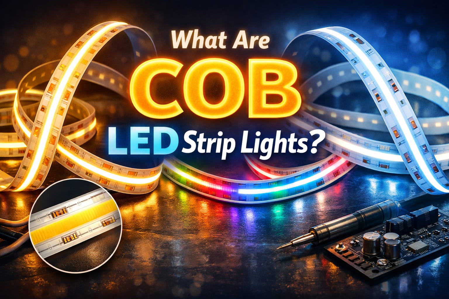 COB LED strip lights close-up
