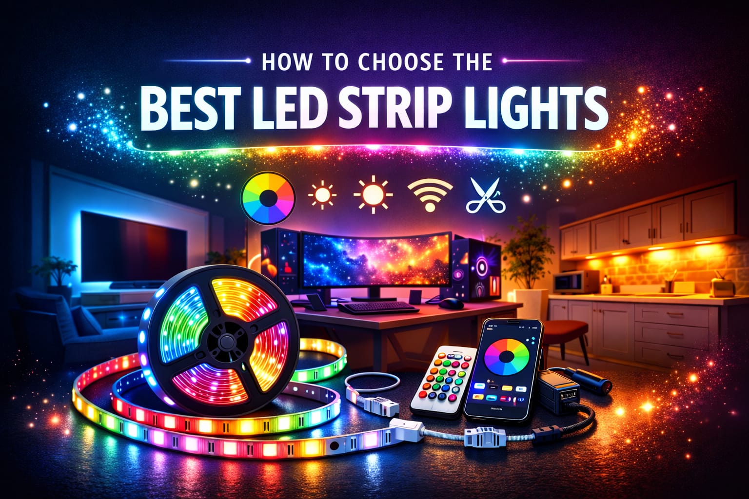 How to choose LED strip lights setup with RGB LED strips, smart controller and modern home lighting