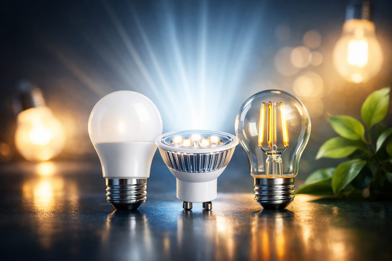 LED light bulbs showing brightness and long lifespan benefits