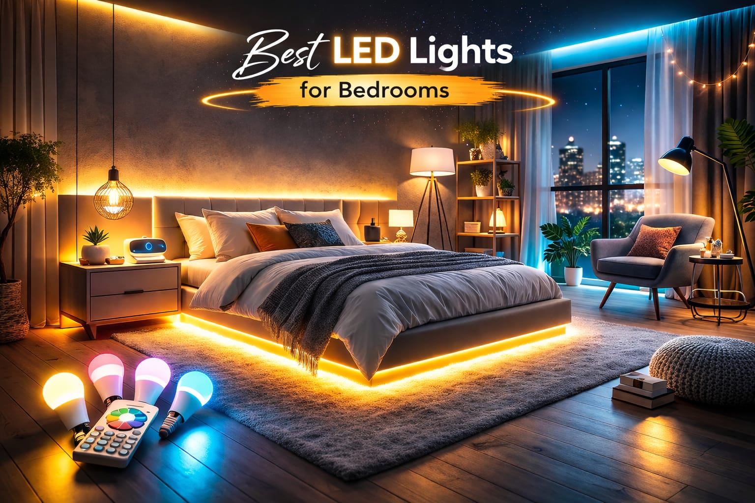 Best LED lights for bedroom with warm ambient lighting and cozy nighttime atmosphere