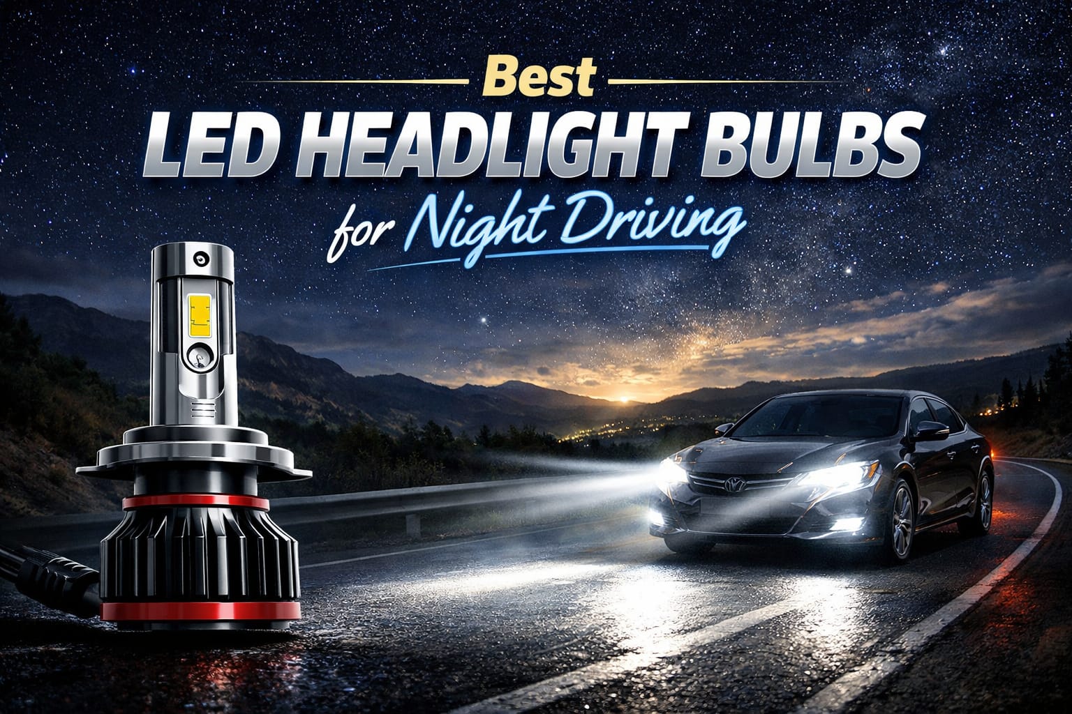 best headlight bulbs for night driving with LED road illumination