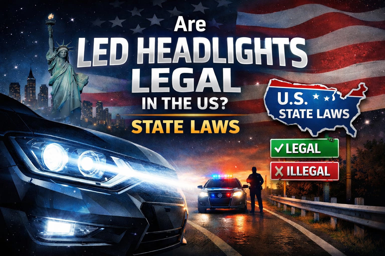 are LED headlights legal in the US with DOT and aftermarket rules explained