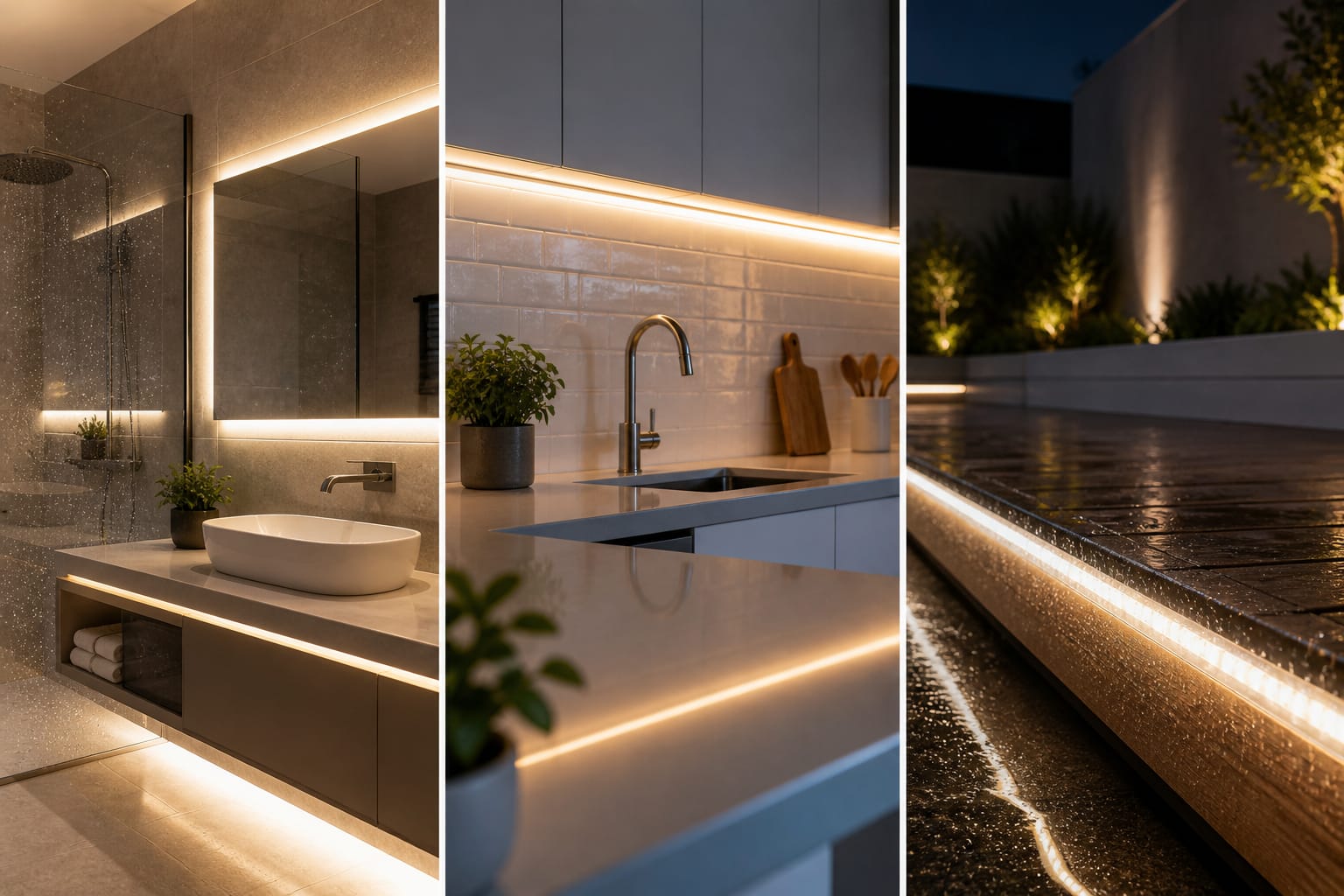 Waterproof LED strip lighting used in a damp indoor installation area